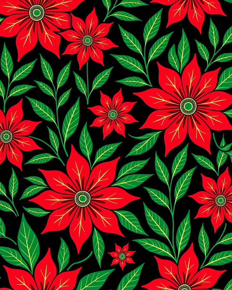 Bold Red Floral Vine Garden Rug
