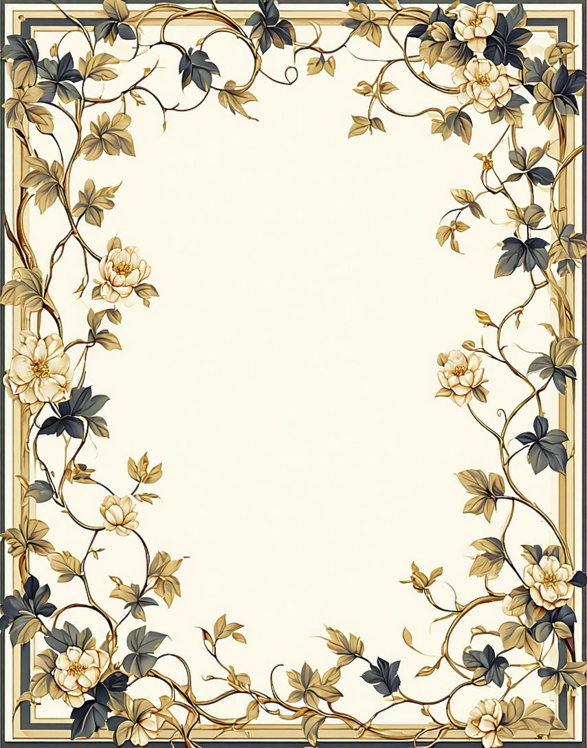 Elegant Floral Vine Scrollwork Design Rug