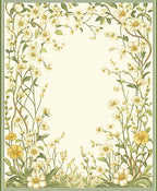 Delicate Yellow Floral Vine Pattern Rug