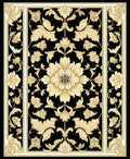 Classic Black Gold Floral Arabesque Rug