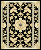 Classic Black Gold Floral Arabesque Rug