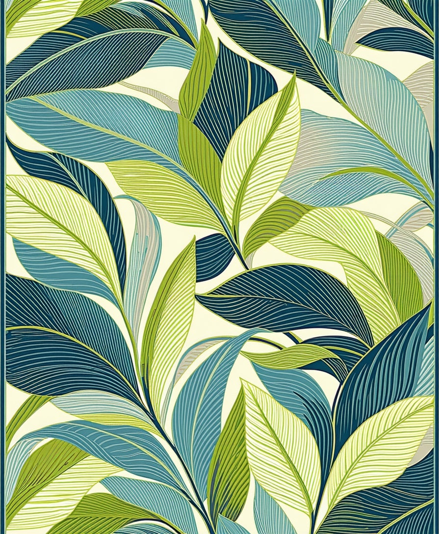 Leafy Vine Tropical Pattern Rug