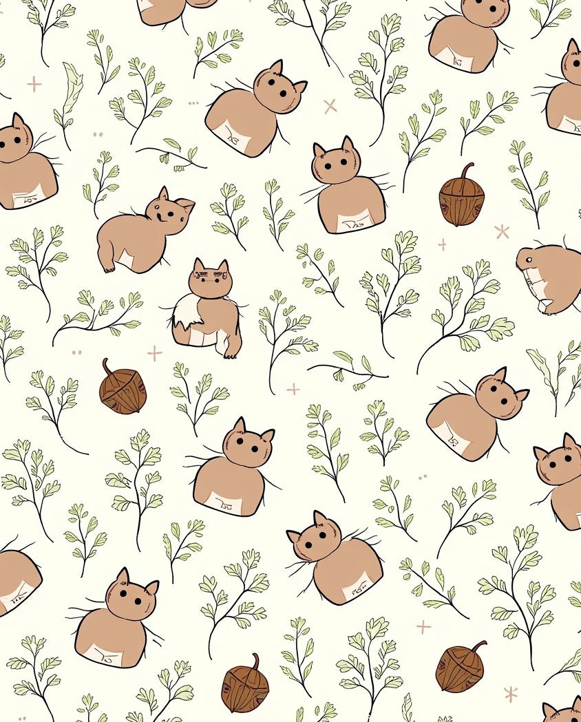 Cute Cats and Acorn Print Rug