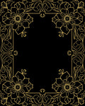 Gold Floral Art Nouveau Border Design Rug
