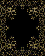 Gold Floral Art Nouveau Border Design Rug