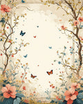Whimsical Butterfly Floral Branch Design Rug