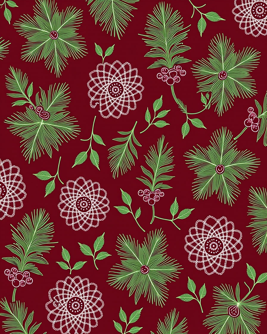 Crimson Needlework Floral Branch Rug