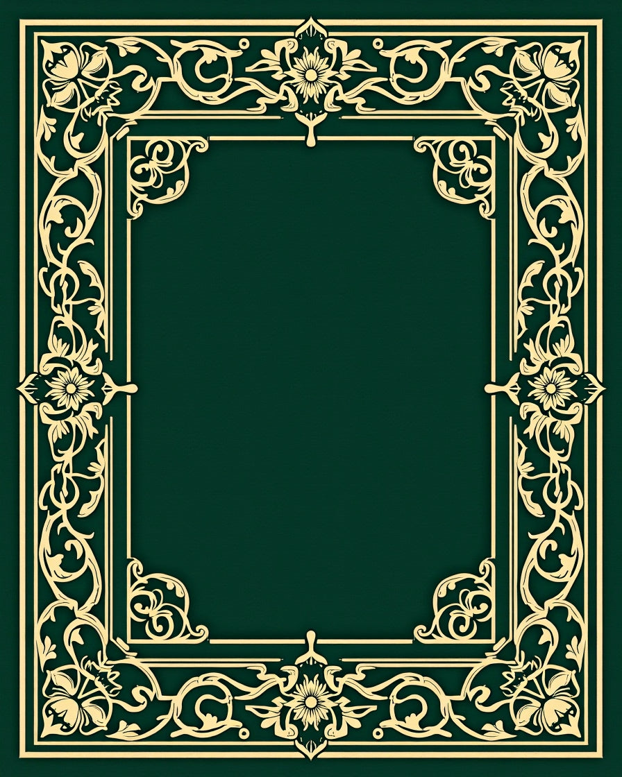 Antique Floral Scrollwork Frame Design Rug