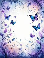 Whimsical Butterfly Floral Vine Design Rug