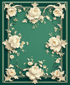 Elegant Floral Scrollwork With Cream Blossoms Rug