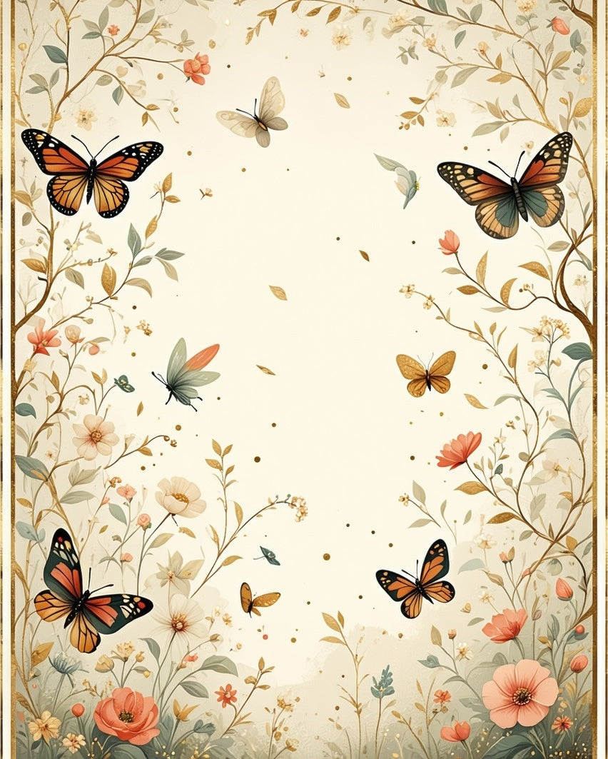 Whimsical Floral Butterflies Pattern Rug