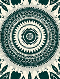Deep Teal Sunburst Radial Mandala Rug