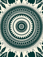 Deep Teal Sunburst Radial Mandala Rug