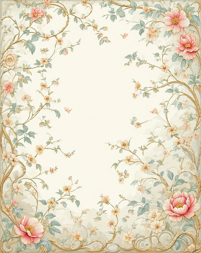 Spring Blossom Vine Floral Pattern Rug
