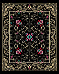 Rich Floral Scroll Border Design Rug