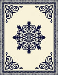 Deep Navy Floral Medallion Square Rug