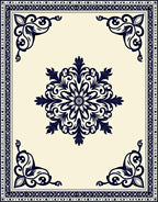 Deep Navy Floral Medallion Square Rug