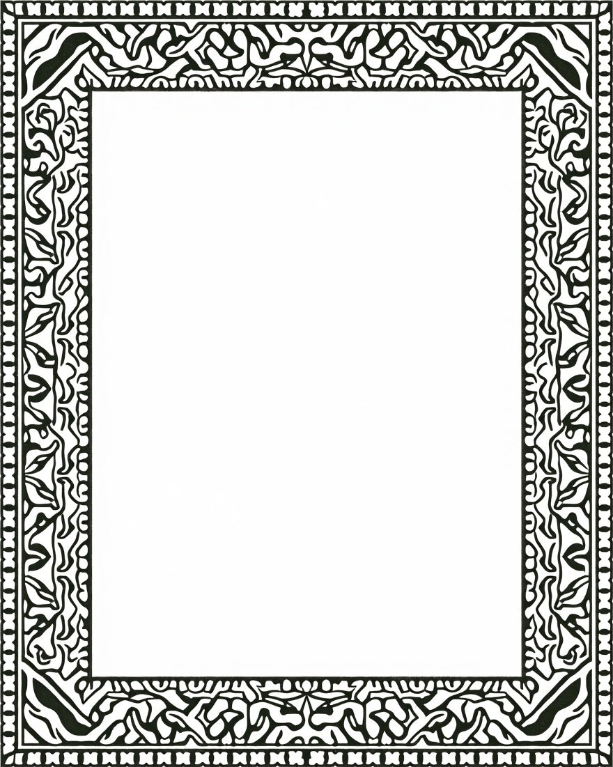 Elaborate Black and White Patterned Rug