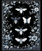 Elegant Insect Floral Botanical Design Rug