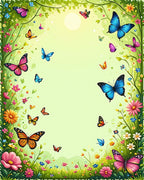 Whimsical Butterflies Floral Meadow Design Rug