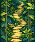 Lush Tropical Garden Stone Path Rug