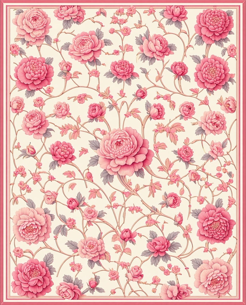Floral Garden Pink Blossom Design Rug