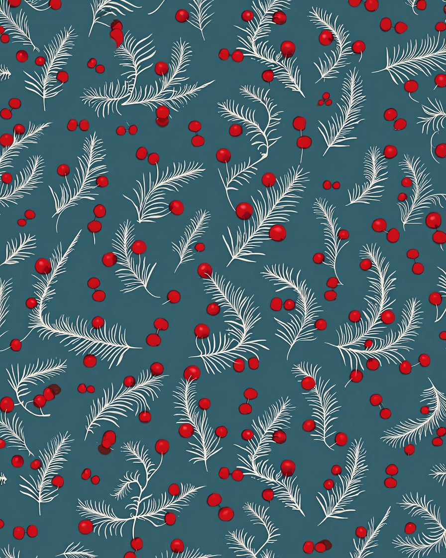 White Pine Branch Berry Pattern Rug