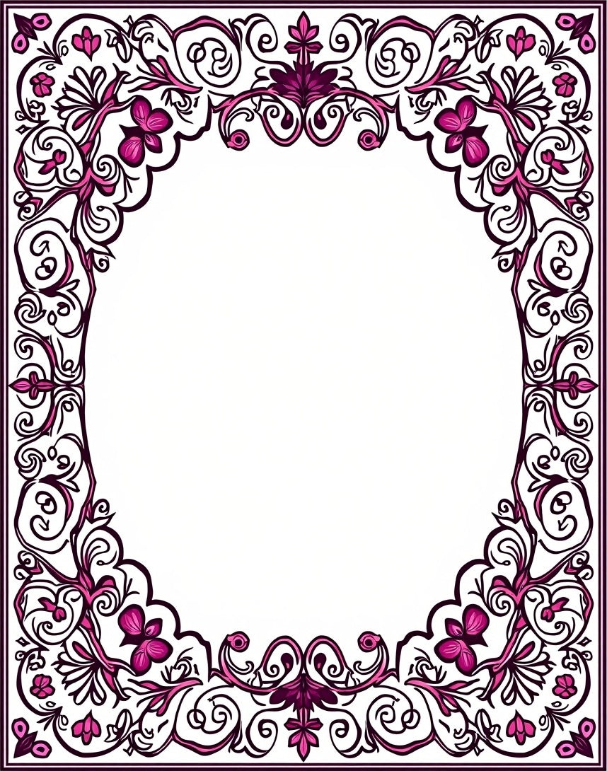 Ornate Floral Vine Swirls Design Elements Rug