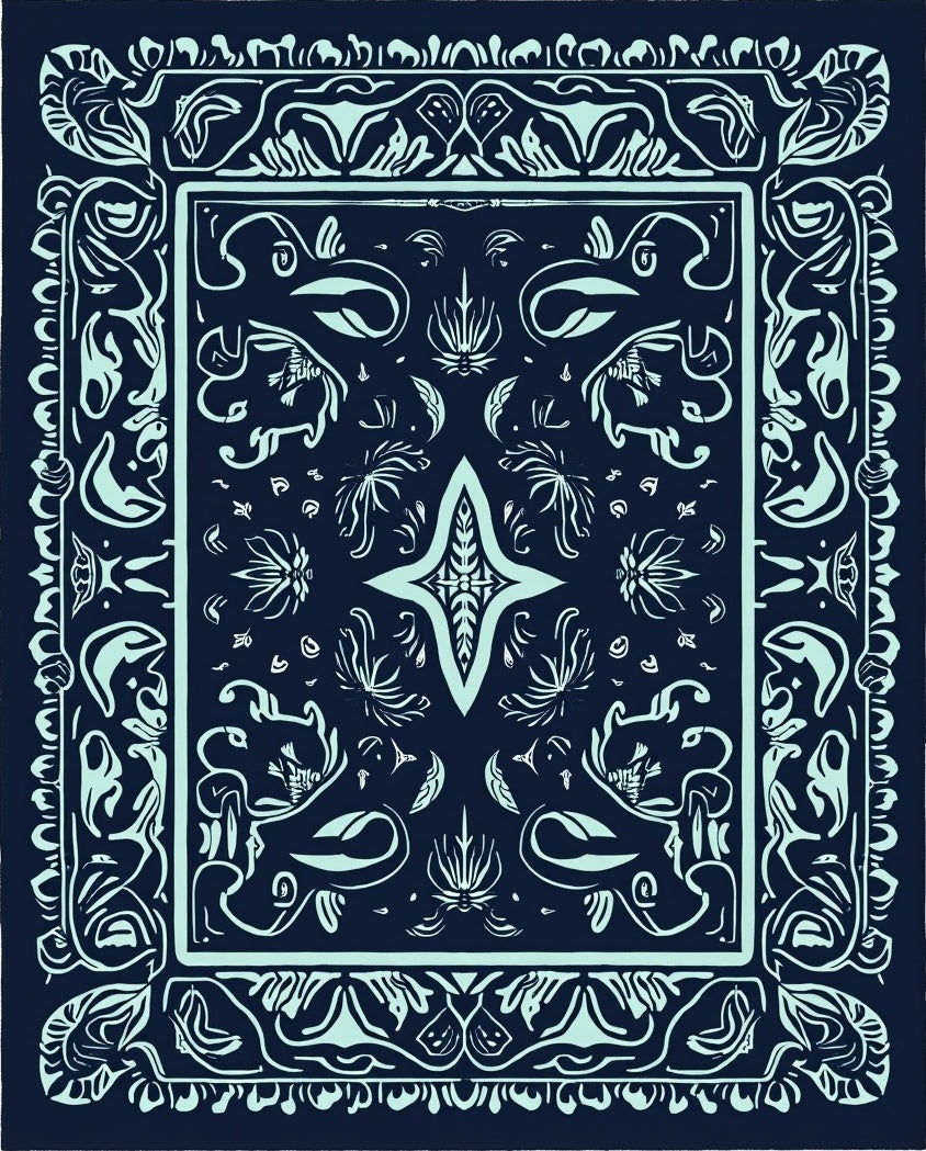 Mystical Floral Bordered Abstract Design Rug