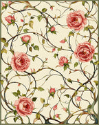 Vintage Rose Vine Floral Pattern Rug