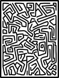 Abstract Black White Labyrinth Pattern Rug