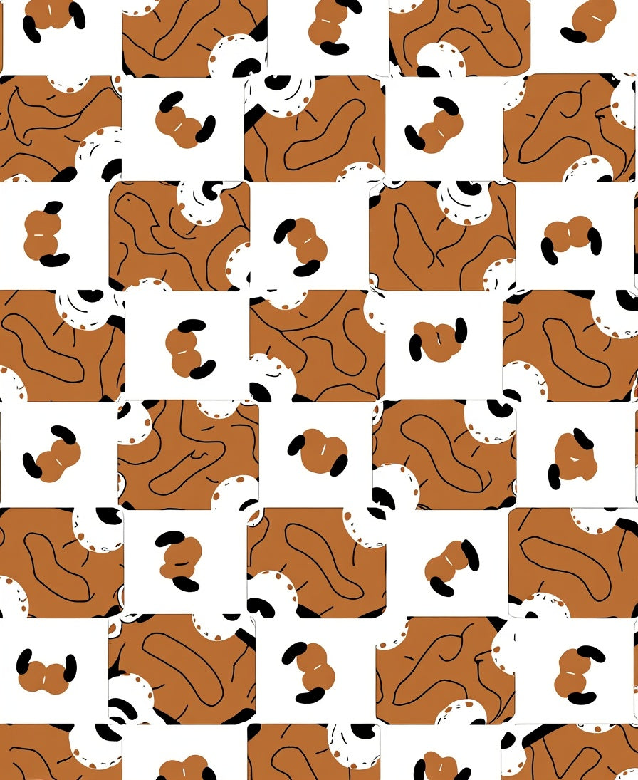 Bold Abstract Croissant Checkerboard Rug