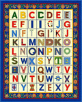 Alphabet Pattern With Floral Border Rug