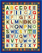Alphabet Pattern With Floral Border Rug