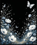Night Garden Butterflies White Poppies Rug