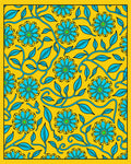 Teal Floral Vine Pattern Rug