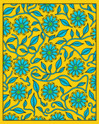 Teal Floral Vine Pattern Rug
