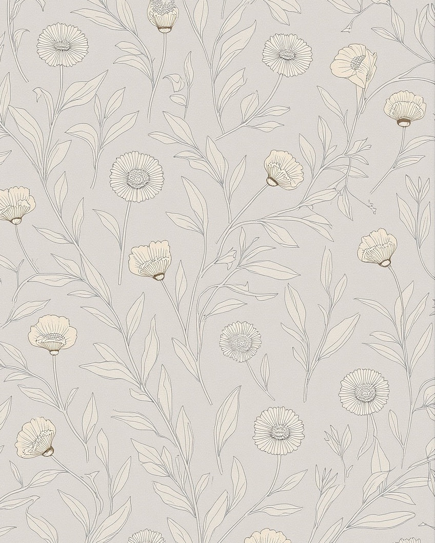 Delicate Floral Line Art Rug