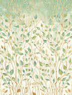 Botanical Watercolor Branches Leaves Design Rug