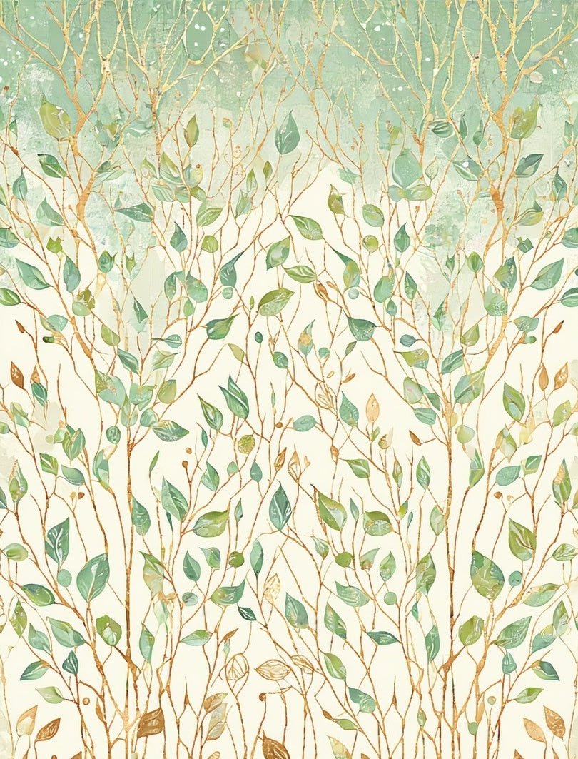 Botanical Watercolor Branches Leaves Design Rug
