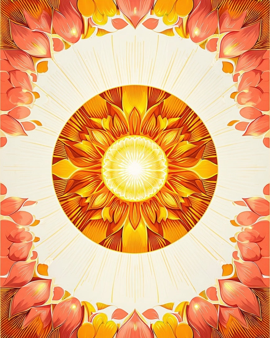 Radiant Sun Mandala Floral Design Rug
