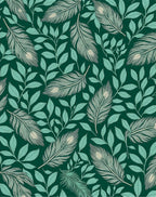 Elegant Feather and Leaf Design Rug