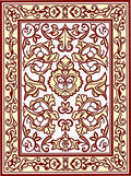 Ornate Red and Gold Floral Pattern Rug