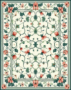 Vintage Floral Vine Scroll Pattern Rug