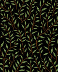 Dark Botanical Leaf Pattern Rug