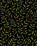 Dark Botanical Leaf Pattern Rug