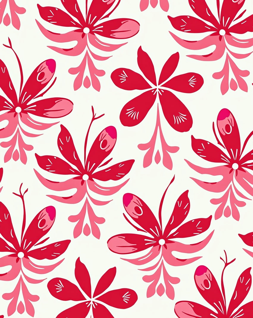 Bold Red Floral Motif Rug