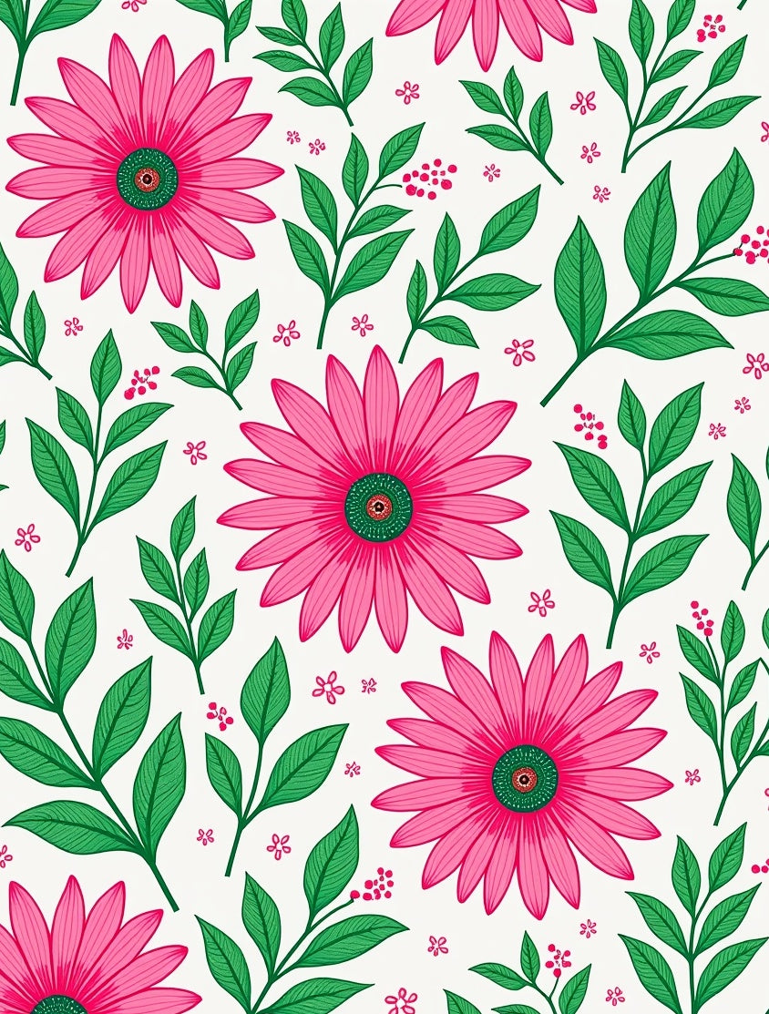 Vibrant Daisy Leaf Botanical Pattern Rug