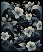 Monochromatic Floral Stylized Pattern Rug