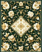 Elegant Floral Scrollwork Inset Rug